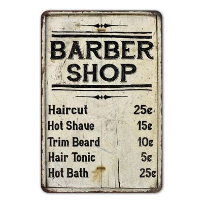 Barber Shop Price List Farmhouse Style 12 x 18 Matte Finish Metal 112180020218