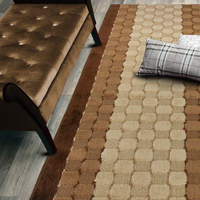 ORFA HOME Custom Cut Hallway Runner Rug, Slip Resistant, 31 Inch Wide X Your Choice of Length, Checkered Brown, 31 Inch X 31 feet