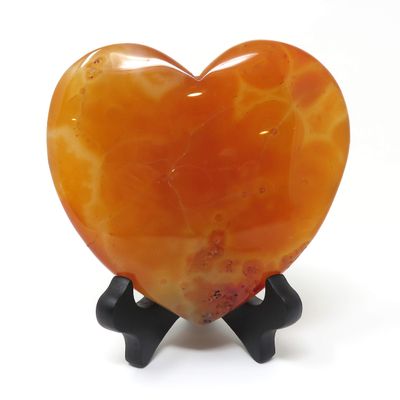Innovative Surface Art Red Agate Stone Heart with Wood Stand (Heart #14)