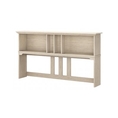 Bush Home Salinas 60W Hutch in Antique White, Desk Attachment with Shelf Storage for Home Office