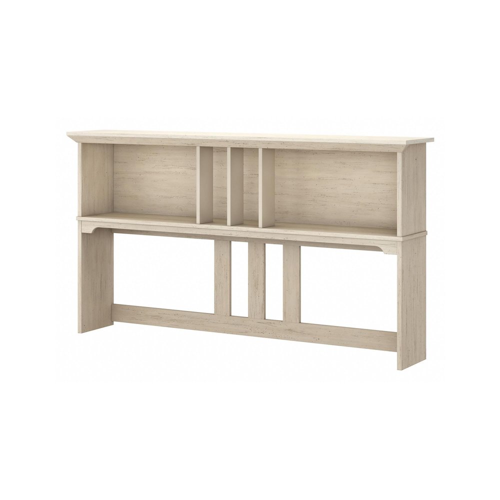 Bush Home Salinas 60W Hutch in Antique White, Desk Attachment with Shelf Storage for Home Office