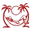 Palm Trees Hammock - Vinyl Decal Sticker - 6.5" x 5.75" - Red Engine Turn view 1