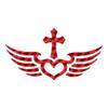 Winged Heart Cross - Vinyl Decal Sticker - 17" x 9" - Red Engine Turn view 1