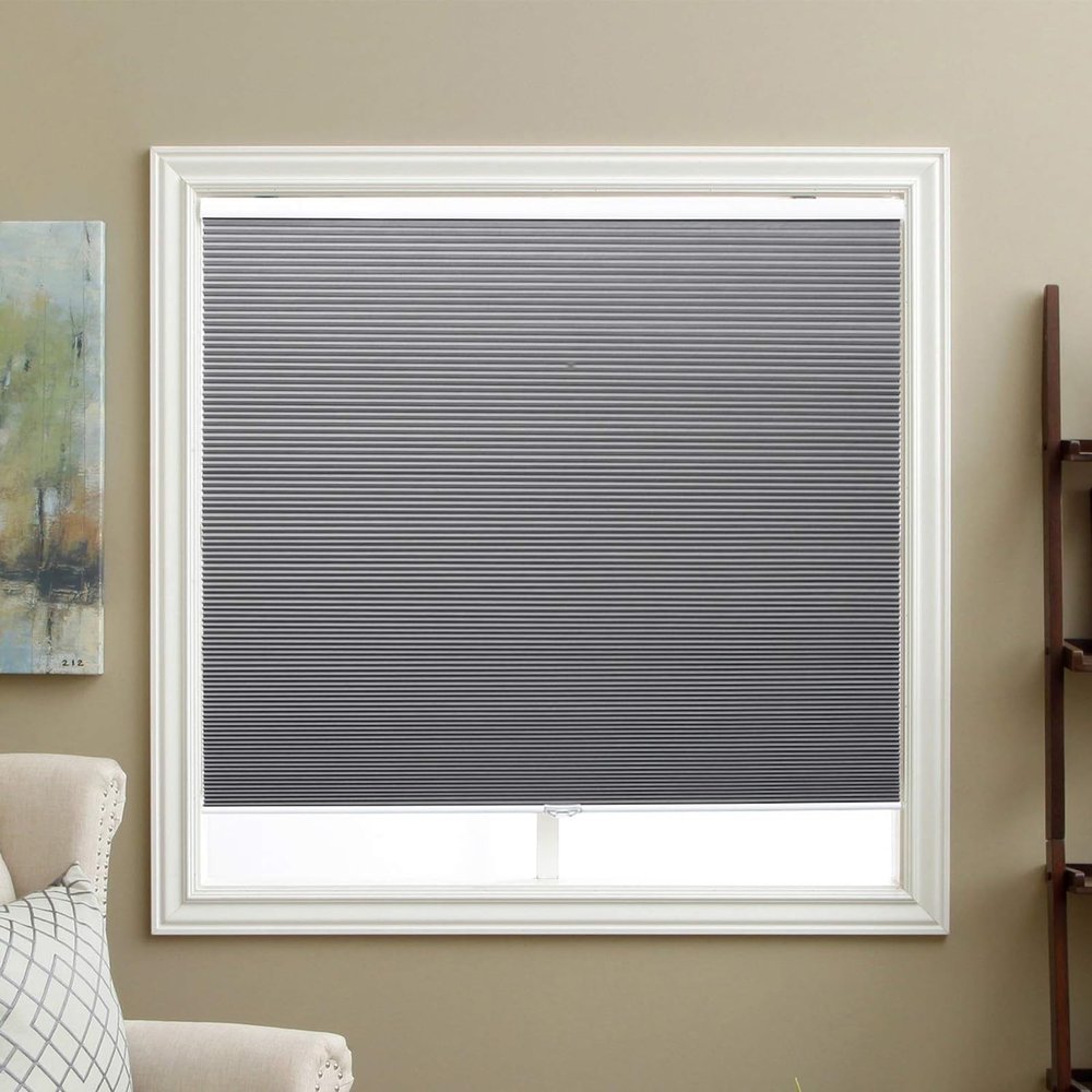 Cordless Cellular Shades Blackout Window Blinds Honeycomb Blinds Fabric 46" W x 48" H, Cool Silver(Blackout)