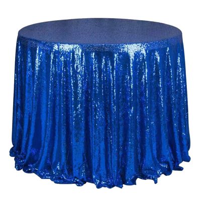 Liveinu Sparkle Glitz Sequin Tablecloth Party Table Cover Table Runner for Wedding Cake Dessert Table Exhibition Events Table Linens Round 128" Inch Royal Blue