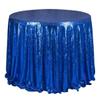 Liveinu Sparkle Glitz Sequin Tablecloth Party Table Cover Table Runner for Wedding Cake Dessert Table Exhibition Events Table Linens Round 128" Inch Royal Blue view 1
