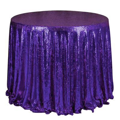 Liveinu Sparkle Glitz Sequin Tablecloth Party Table Cover Table Runner for Wedding Cake Dessert Table Exhibition Events Table Linens Round 128" Inch Purple