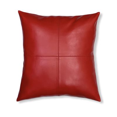 Aaron Craft Lambskin Leather Cushion Pillow Cover (Red, 18x18)