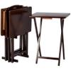 Amazon Basics Portable Foldable TV Tray Table with Storage Rack, Space-Saving Design, Sturdy Wood, 14.6"L x 19"W x 26"H, Espresso, 4-Pack view 1