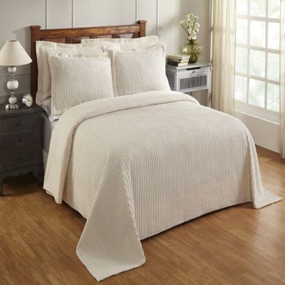 Better Trends Chenille Bedspreads Full/Double Size, Ivory 100% Cotton Chenille Stripe Design Tufted Bedding Coverlet Soft Lightweight, 81"x110" 1 Pieces Jullian Collection