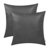 BRAWARM Faux Leather Throw Pillow Covers 18 X 18 Inches - Charcoal Gray Leather Pilow Covers Pack of 2, Solid Dyed Leather Pillowcases for Couch Bed Sofa Garden Home Decorative view 1