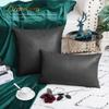 BRAWARM Faux Leather Throw Pillow Covers 18 X 18 Inches - Charcoal Gray Leather Pilow Covers Pack of 2, Solid Dyed Leather Pillowcases for Couch Bed Sofa Garden Home Decorative view 4