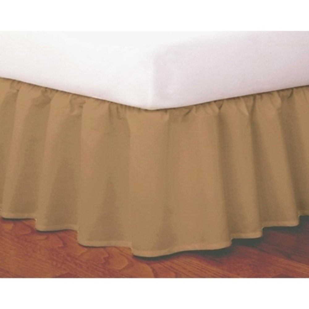 Amuze Bedding Egyptian Cotton 300 Thread Count 1 PC Tailored Single Ruffled/Dust Ruffle Bed Skirt (Mocha, Cal King, Drop Length 15 Inches)