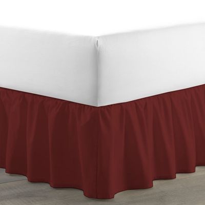 Amuze Bedding Egyptian Cotton 300 Thread Count 1 PC Tailored Single Ruffled/Dust Ruffle Bed Skirt (Burgundy, Twin XL, Drop Length 15 Inches)