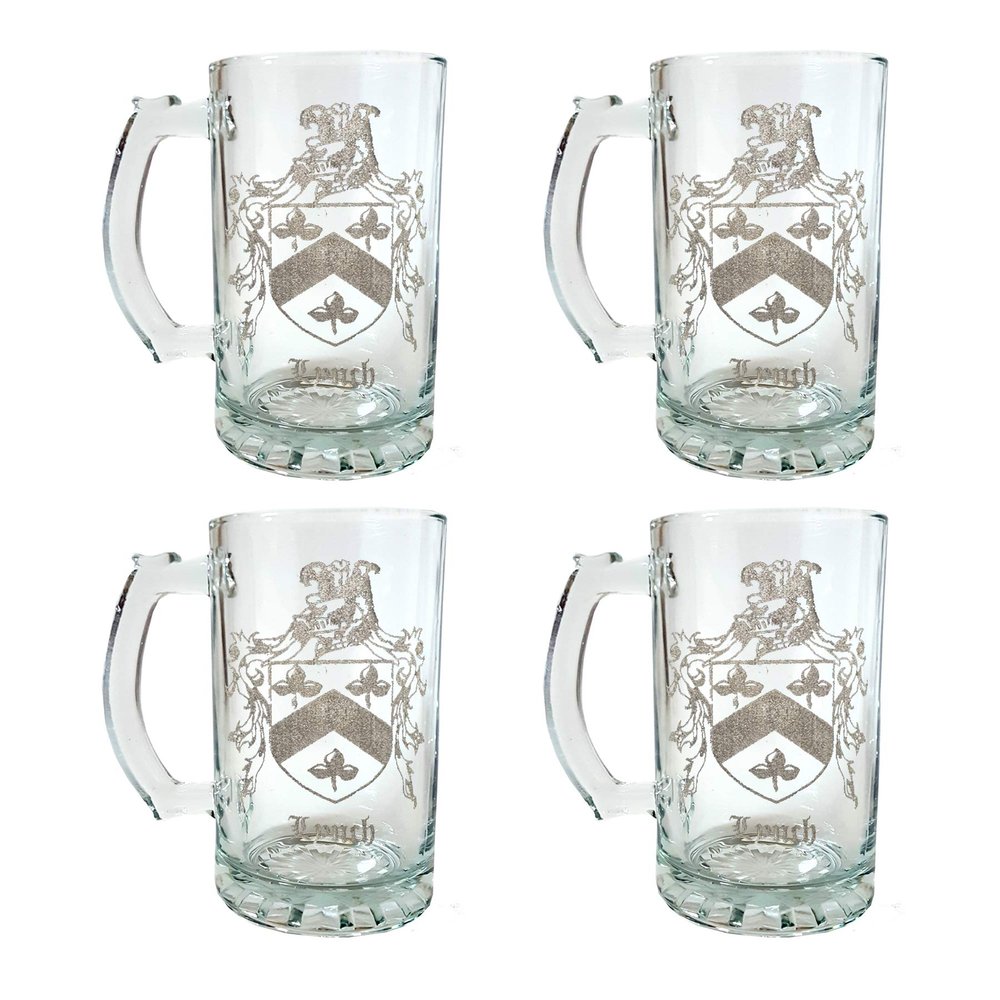 Lynch Irish Family Coat of Arms 16oz Beer Stein  Personalized Heraldic Engraving