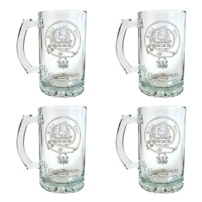 Duncan Scottish Clan Crest 16oz Beer Stein Set of 4: With Engraved Personalization