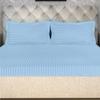 4 Piece Sheet Set Full (54"x75") Size Light Blue Stripe, 100% Egyptian Cotton, High-Thread-Count Cooling Bed Sheets, 9 Inch Deep Pocket of Fitted Sheet, Quality Cotton Bed Sheets For Full Size Bed view 1