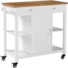 ChooChoo Kitchen Cart on Wheels with Wood Top, Utility Wood Kitchen Islands with Storage and Drawers, Easy Assembly - White view 1