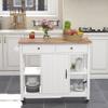 ChooChoo Kitchen Cart on Wheels with Wood Top, Utility Wood Kitchen Islands with Storage and Drawers, Easy Assembly - White view 2