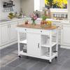 ChooChoo Kitchen Cart on Wheels with Wood Top, Utility Wood Kitchen Islands with Storage and Drawers, Easy Assembly - White view 3