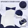 MDS Pack of 150 Spandex Chair Sashes Bows Universal fits Elastic Stretch Chair Bands Ties with Buckle Slider Bow for Wedding Decoration Spandex Slider Sashes Bow - Navy Blue view 3