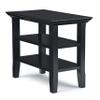 SIMPLIHOME Acadian Narrow Side Table - 14 inch Wide Solid Wood Rectangular End Table with 2 Open Shelves in Black, Transitional Lamp Stand or Nightstand for Living Room or Bedroom with Storage view 1