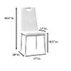 Trevi Faux Leather Armless Dining Chairs with Padded Cushion Seat, Chrome Legs with Built-In Metal Handle on Back, Modern Contemporary Kitchen or Dining Room Seating, Set of 2 (White) view 3