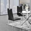 Trevi Faux Leather Armless Dining Chairs with Padded Cushion Seat, Chrome Legs with Built-In Metal Handle on Back, Modern Contemporary Kitchen or Dining Room Seating, Set of 2 (Black) view 2