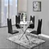 Trevi Faux Leather Armless Dining Chairs with Padded Cushion Seat, Chrome Legs with Built-In Metal Handle on Back, Modern Contemporary Kitchen or Dining Room Seating, Set of 2 (Black) view 4