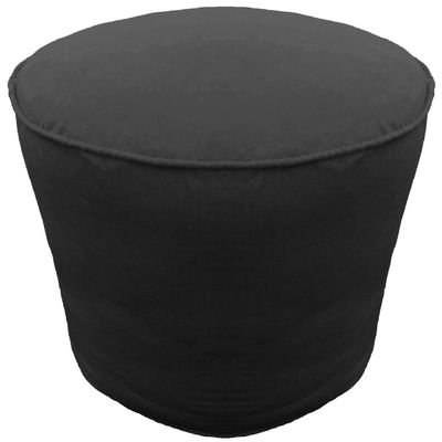 Footstool Round Pouffe Cover with Piping Ottoman Cover Cotton Black 20" Diameter x 12" Height (50 cm Diameter x 30 cm Height) Cover ONLY, Not Stuffed, Insert not Included