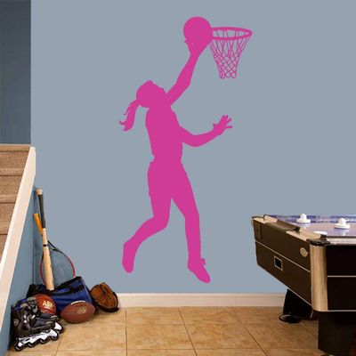 Sweetums Signatures Basketball Girl Layup Wall Decal - Sports Nursery and Kids Room Locker Room Wall Decor Wall Sticker Vinyl Wall Decal
