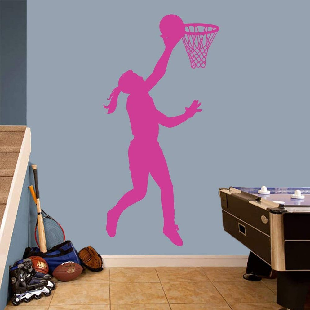 Sweetums Signatures Basketball Girl Layup Wall Decal - Sports Nursery and Kids Room Locker Room Wall Decor Wall Sticker Vinyl Wall Decal