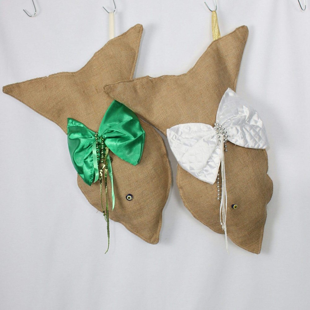 Burlap Cat Stocking Chirstmas Gift For Cat Lovers Fish Stocking Cat Christmas Stocking
