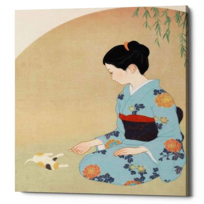Epic Graffiti 'Cat And Woman' by Sai Tamiya, Canvas Wall Art, 12"x16"