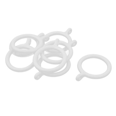 Aexit 8pcs White Construction Hardware Plastic Window Purdah Shower Sliding Curtain Rod Ring Hook Hanging Loops w L-.-B. Model:28as419qo388