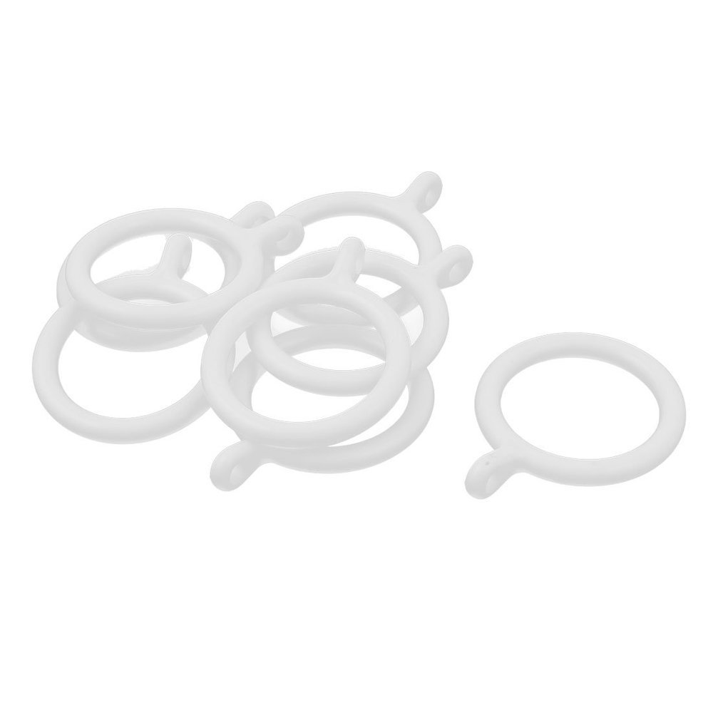 Aexit 8pcs White Construction Hardware Plastic Window Purdah Shower Sliding Curtain Rod Ring Hook Hanging Loops w L-.-B. Model:28as419qo388