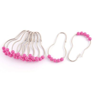 Aexit Home Bathroom Construction Hardware Stainless Steel Shower Curtain Drapery Hooks Rings Fuchsia 8pcs Model:57as615qo534