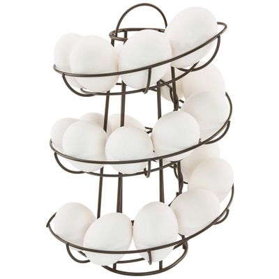 Egg Skelter Deluxe Modern Spiraling Dispenser Rack, Brown, Stylish Kitchen Storage for Eggs