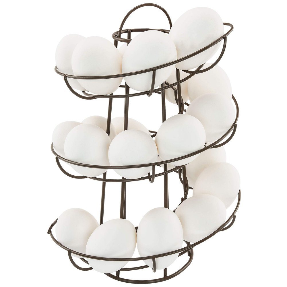 Egg Skelter Deluxe Modern Spiraling Dispenser Rack, Brown, Stylish Kitchen Storage for Eggs