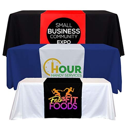 UV Center Table Runner, Tablecloth Table Cover, Custom with Your Design Image Logo Text Sign for Indoor Outdoor Business Show (36 x 72 Black)