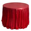 Liveinu Sparkle Glitz Sequin Tablecloth Party Table Cover Table Runner for Wedding Cake Dessert Table Exhibition Events Table Linens Round 128" Inch Red view 1