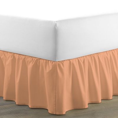 Amuze Bedding Egyptian Cotton 300 Thread Count 1 PC Tailored Single Ruffled/Dust Ruffle Bed Skirt (Peach, King XL, Drop Length 15 Inches)