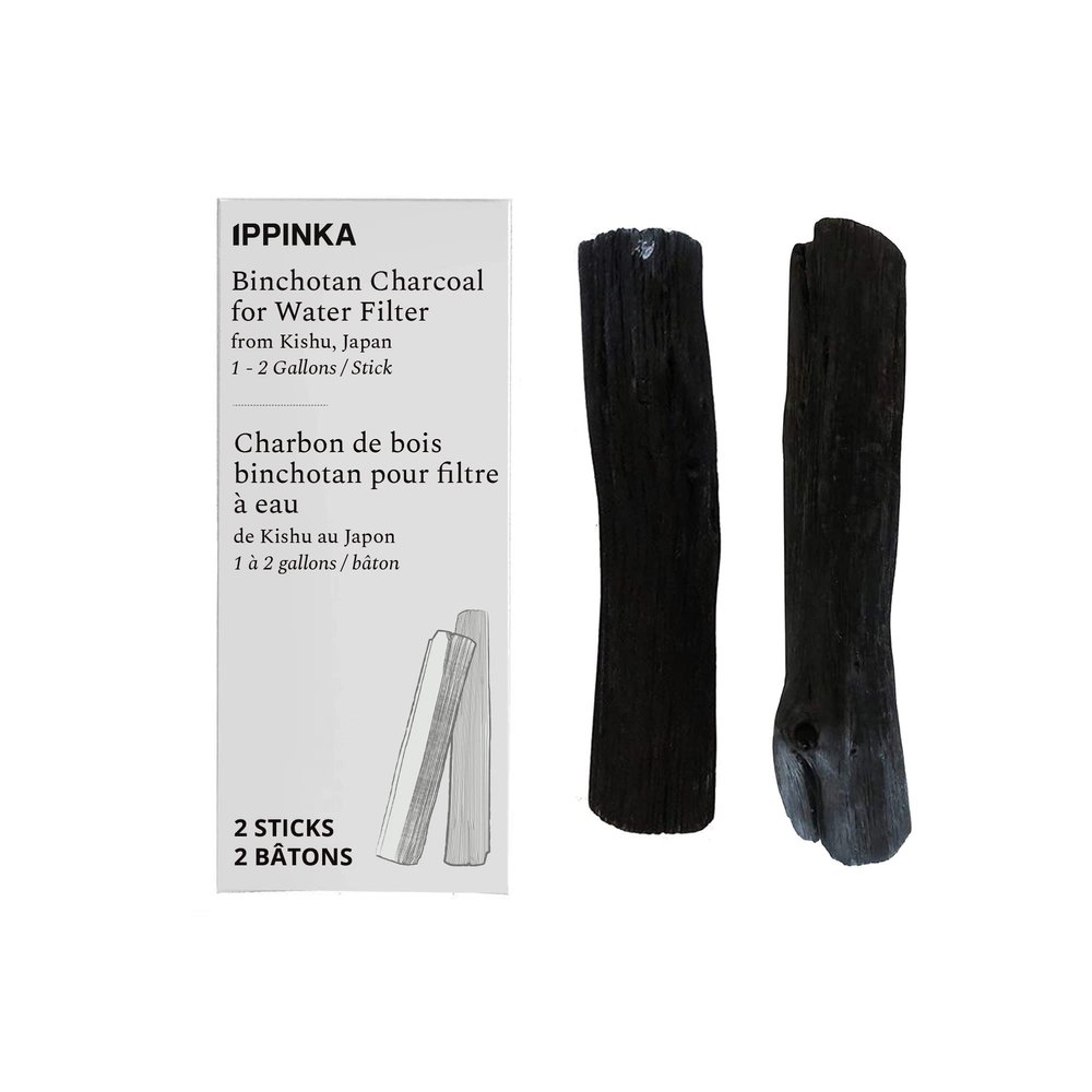 2X Large Binchotan Charcoal - Water Purifying Sticks for Great-Tasting Water from Kishu, Japan - Each Stick Filters 1-2 Gallons of Water - 2 Sticks