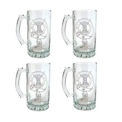 Gordon Scottish Clan Crest Beer Stein 16 oz Set of 4  Personalized Heraldic Engraving