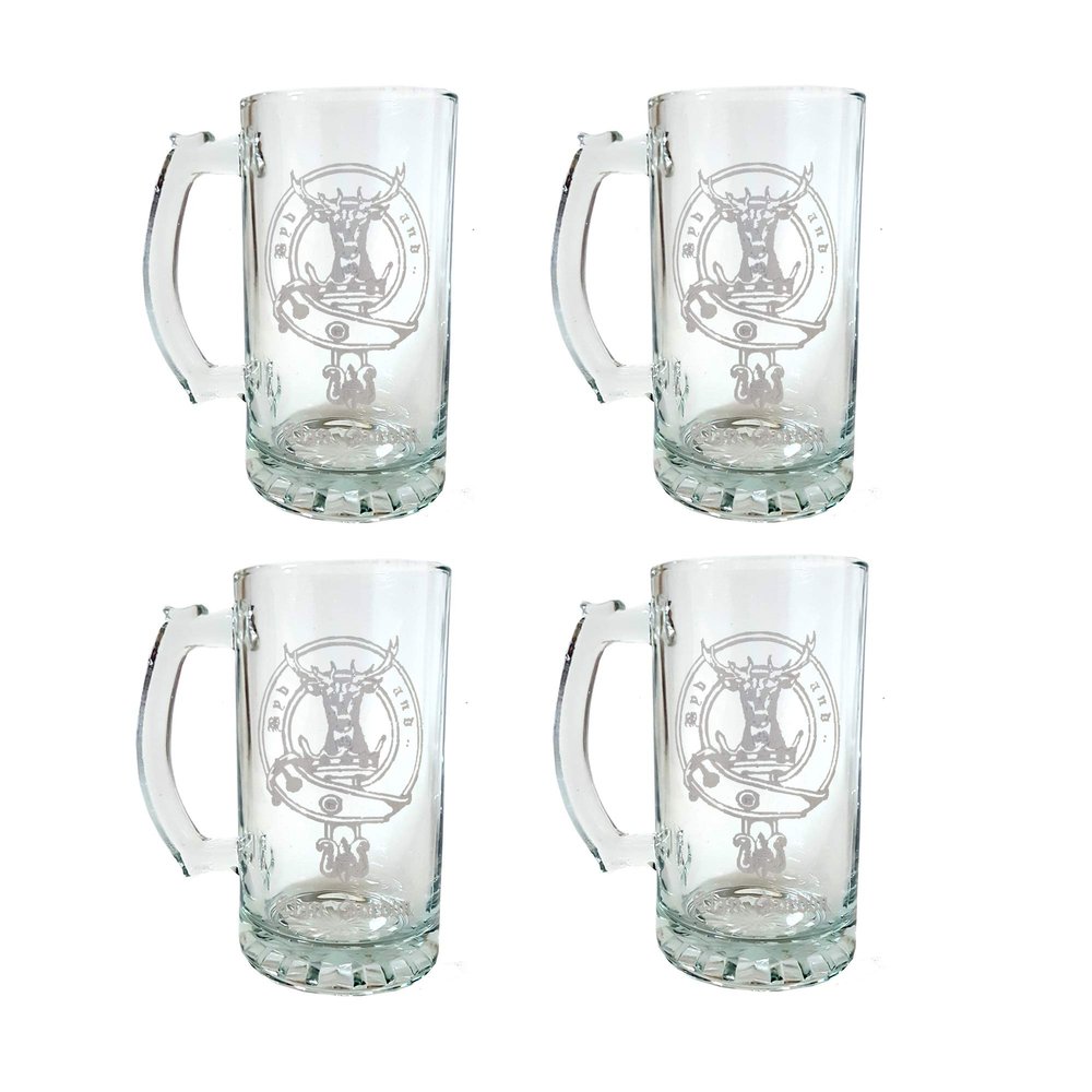 Gordon Scottish Clan Crest Beer Stein 16 oz Set of 4  Personalized Heraldic Engraving