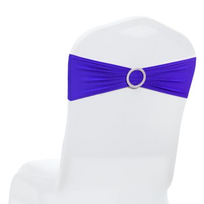 MDS Pack of 25 Spandex Chair Sashes Bow Premium Stretch Chair Cover Band with Buckle Slider Universal fits Elastic Stretch Chair Ties for Wedding Party Banquet Events Decoration - Royal Blue