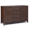 SIMPLIHOME Hollander Buffet - 54 inch Wide Solid Wood 3-Door Sideboard Buffet in Warm Walnut Brown, Contemporary Storage Cabinet for Dining Room or Kitchen with Adjustable Shelves and Metal Handles view 1