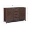 SIMPLIHOME Hollander Buffet - 54 inch Wide Solid Wood 3-Door Sideboard Buffet in Warm Walnut Brown, Contemporary Storage Cabinet for Dining Room or Kitchen with Adjustable Shelves and Metal Handles view 2