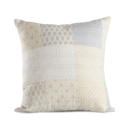 LR Home Peach Cream Kantha Throw Pillow, 20"X20"