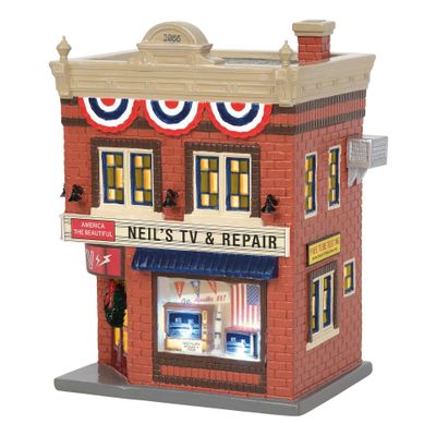 Department 56 Original Snow Village Neil's TV and Repair Building 6003136 New